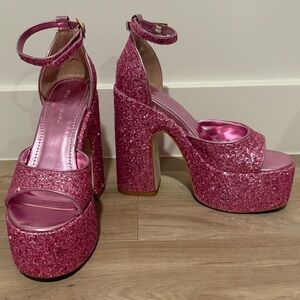 Pink Glitter Platform Heels